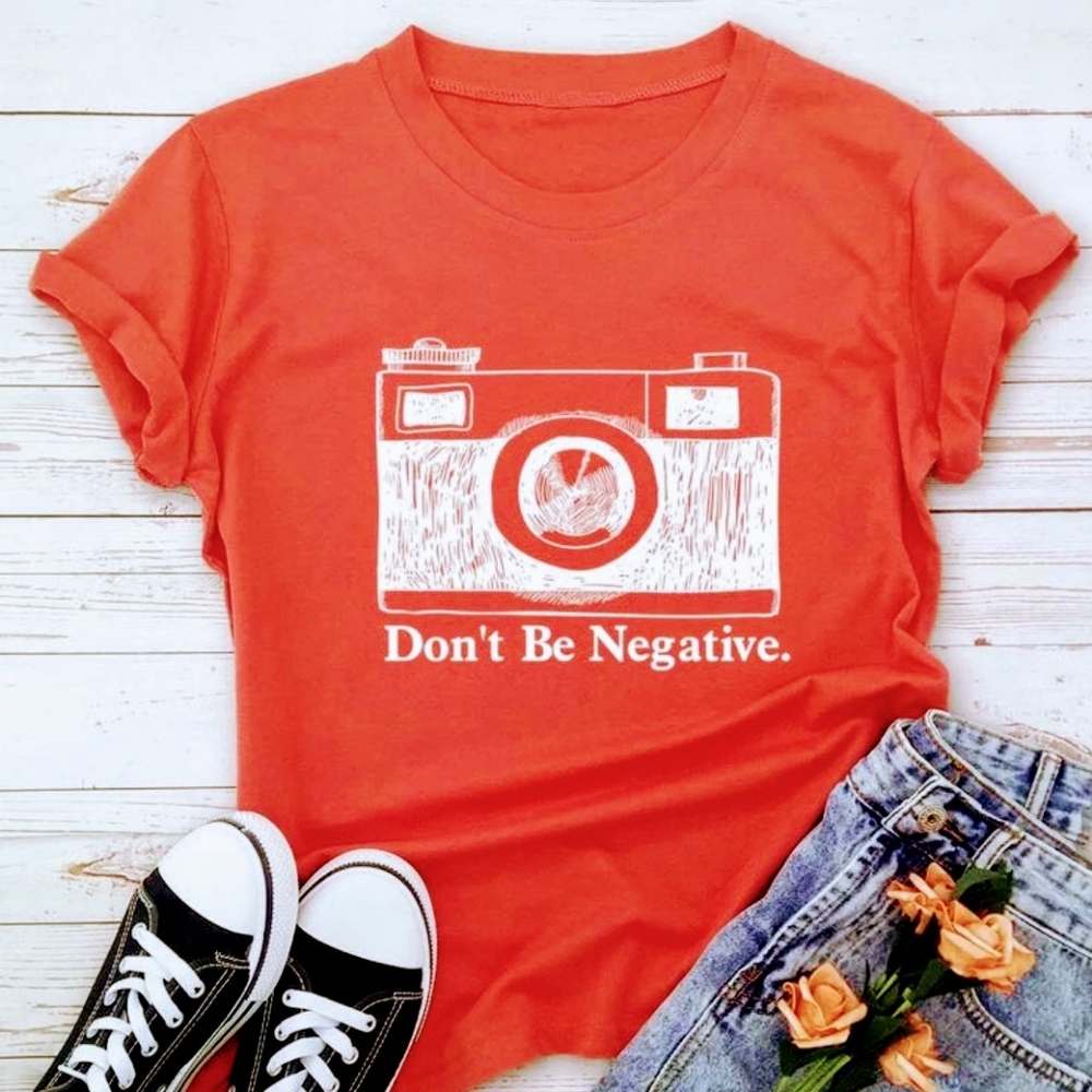 Romwe Graphic T-shirt Don't Be Negative Small S